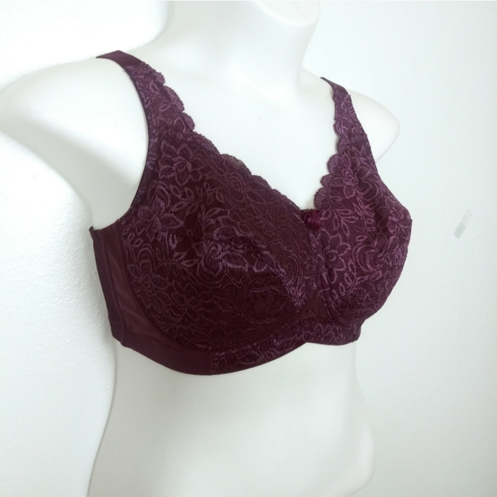 Elila Bra Wirefree Size 38DDD|F Red Burgundy Full Coverage